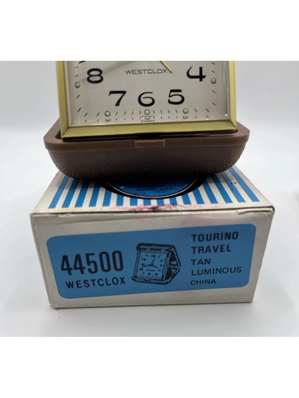 Westclox Folding Travel Alarm Clock Vintage Brown Clamshell In Box Works 3111.2